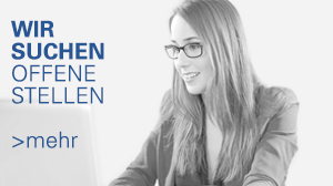 Schriftbild: Wir suchen, Offene Stellen, Link zur Stellen-Seite der ROB