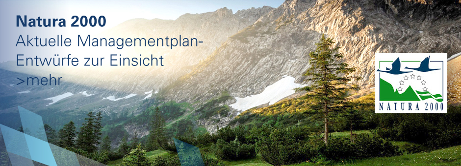 Schriftbild zu NATURA 2000 in Bayern, mit dem LInkziel zur Unterseite 